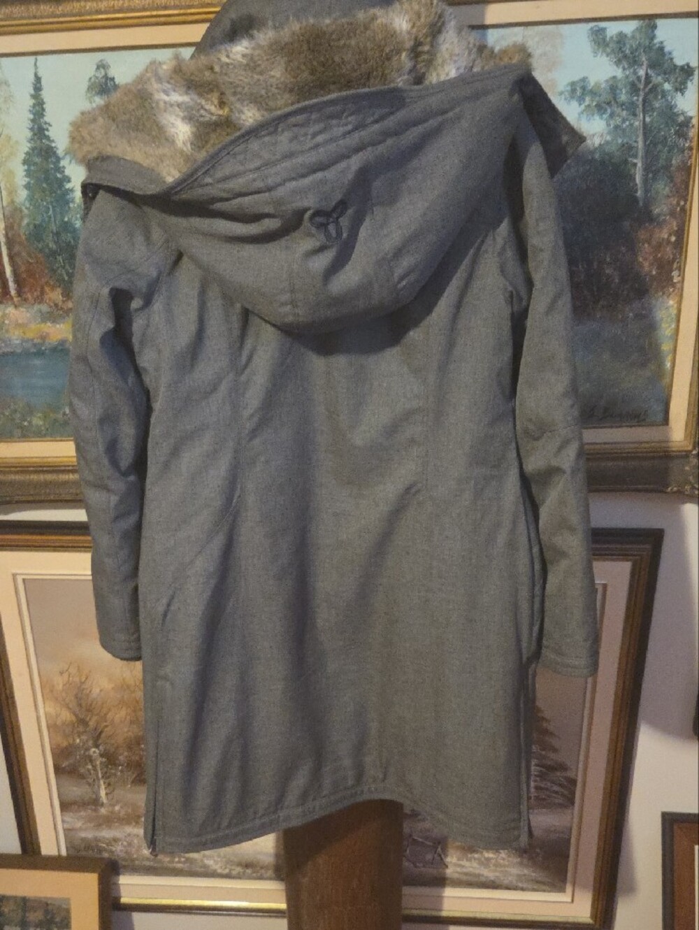 TNA Womens Gray Parka with Faux Fur Trim - Picture 12 of 16